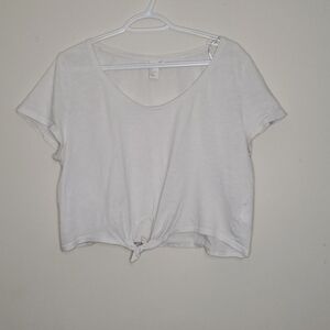 H&M White T-Shirt with Tie Size L